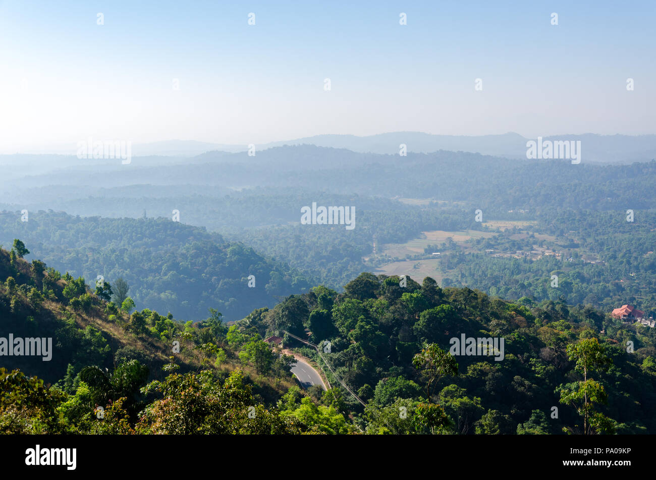 Bella vista da Raja in sede Madikeri del distretto di Coorg, Karnataka, India. Foto Stock