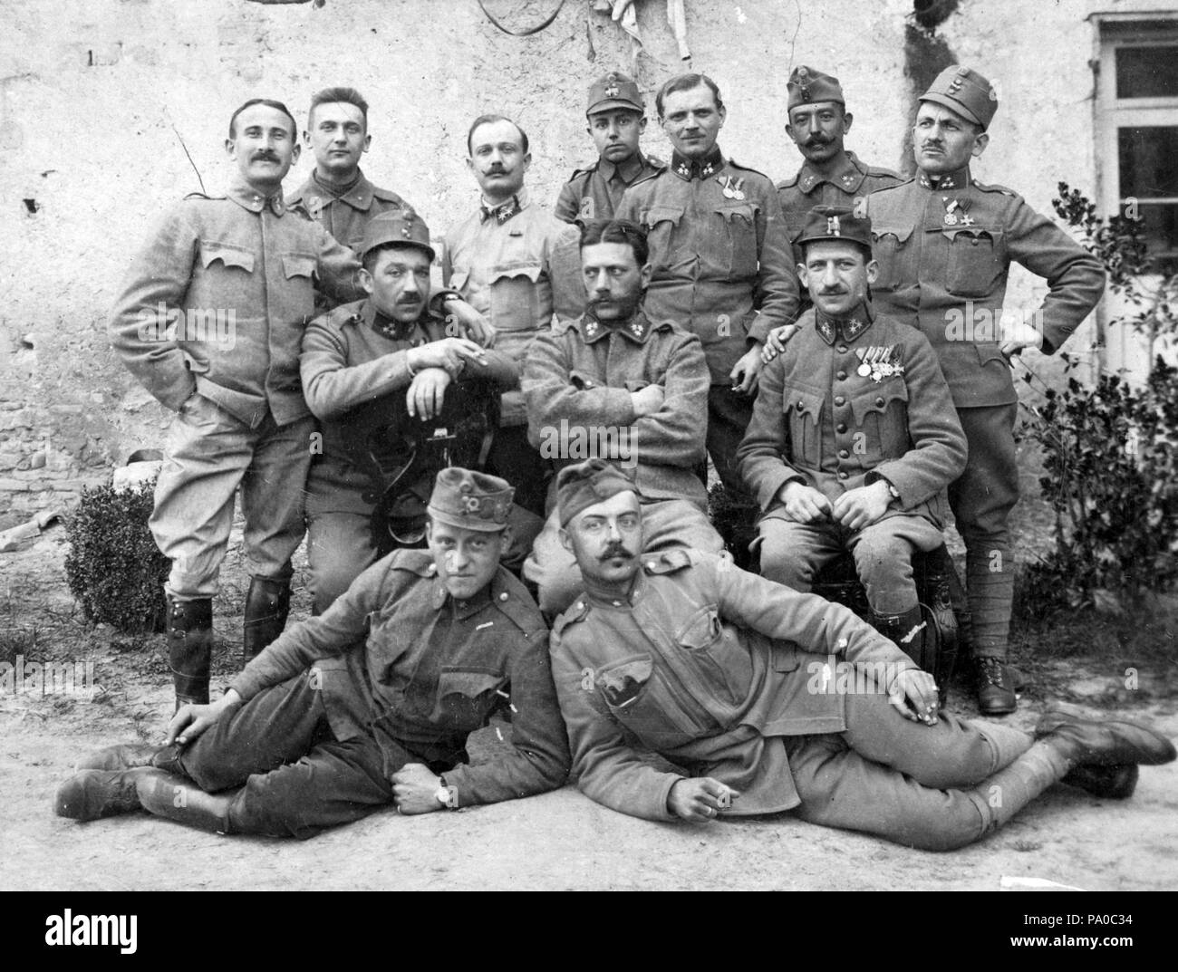 653 Prima Guerra Mondiale, tableau, uomini, uniforme, cortile, medaglia Fortepan 22700 Foto Stock