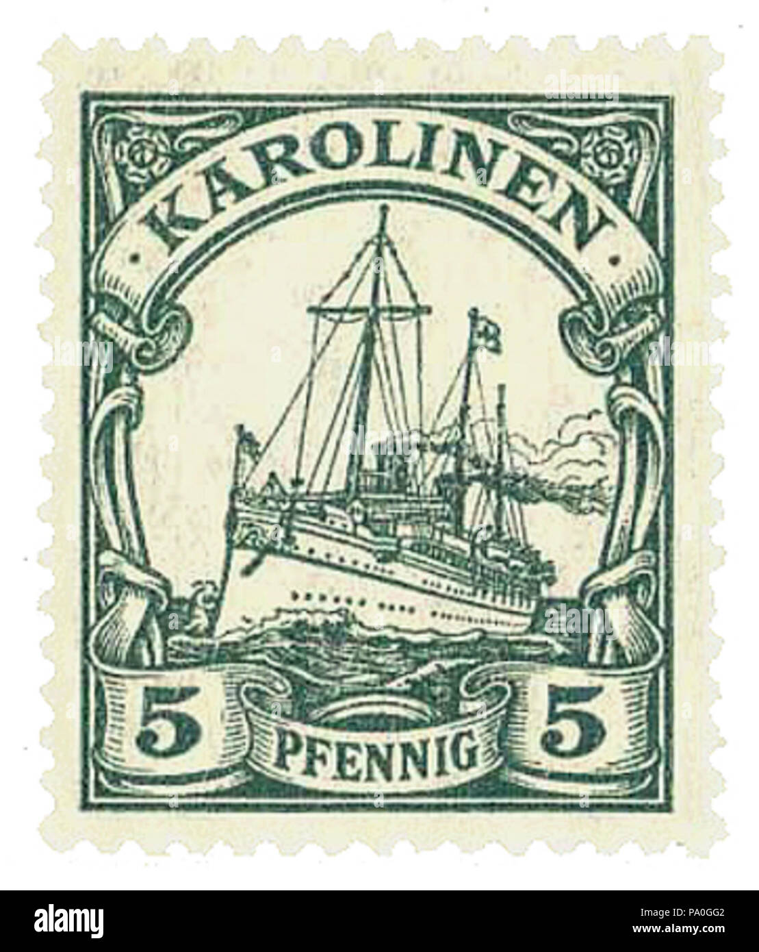 . Inglese: francobollo, Germania, 1900: Royal Yacht "Hohenzollern", problema per il tedesco Isole Caroline (1900-1914). 708 tedesco Isole Caroline timbro-1900 Yacht problema Foto Stock
