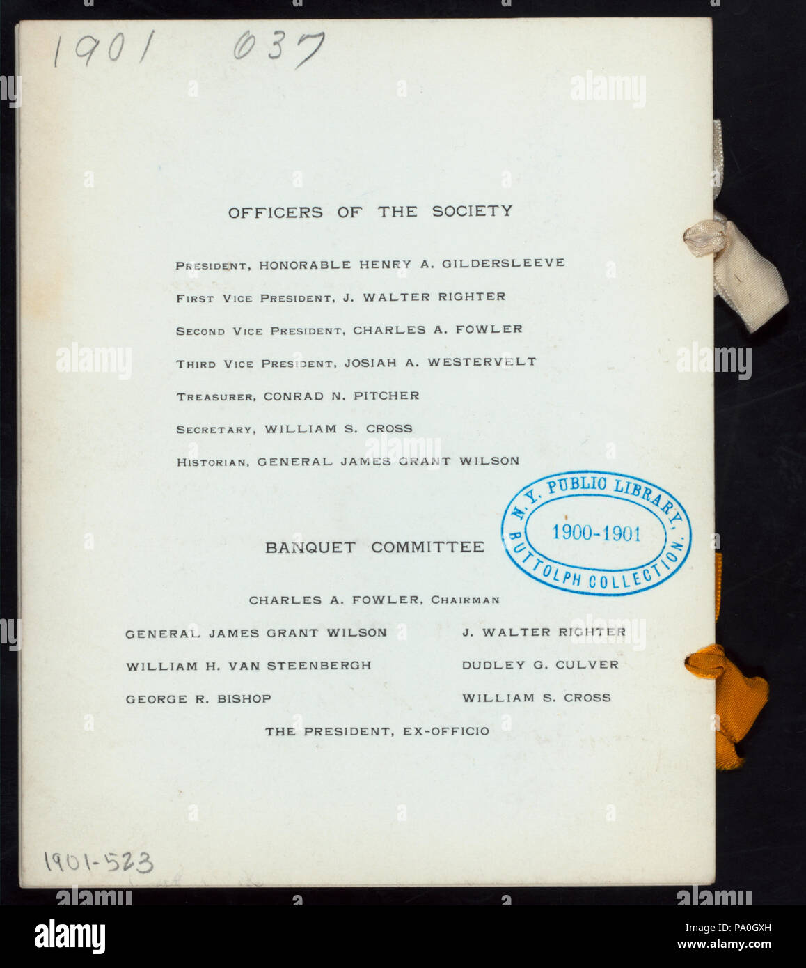 135 cena annuale (detenute da) Dutchess County SOCIETÀ DELLA CITTÀ DI NEW YORK (a) "Delmonico's, NEW YORK, NY" (resto;) (NYPL ADE-275679-4000012649) Foto Stock