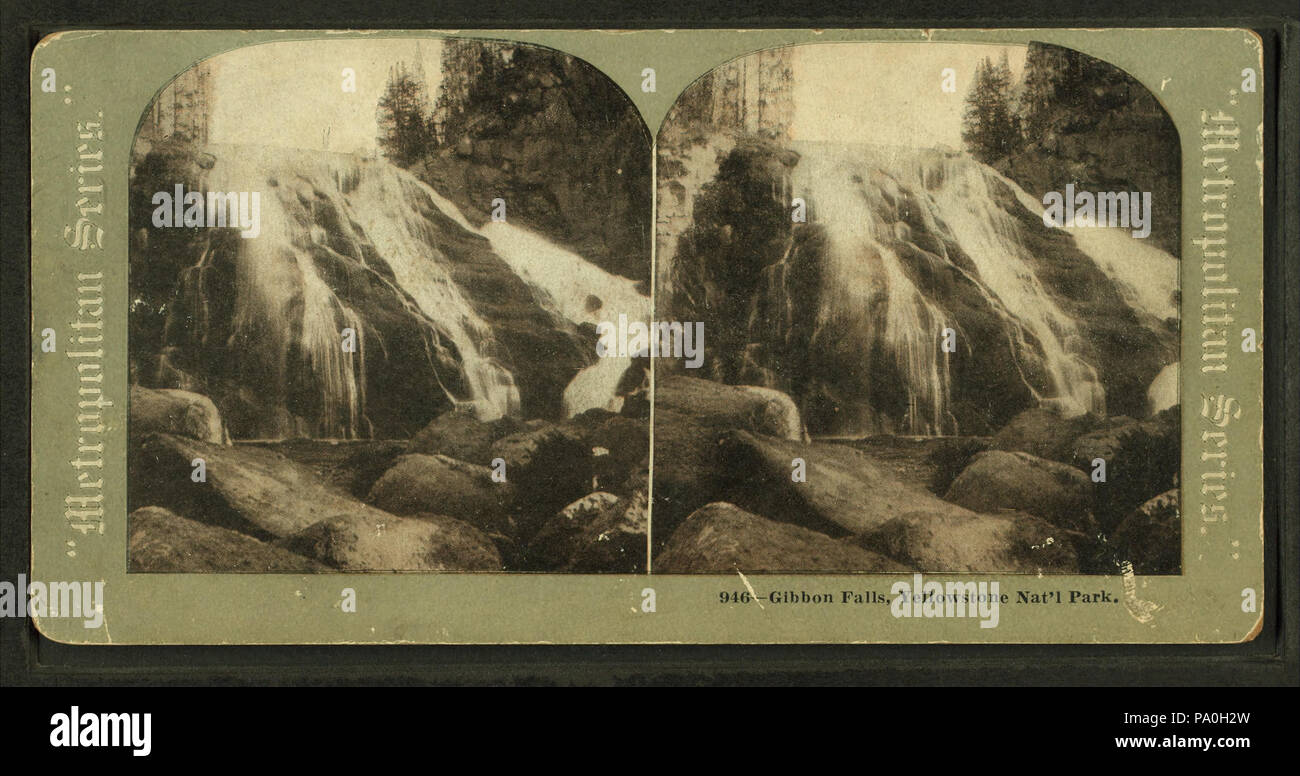 711 Gibbon Falls, Yellowstone Nat'l Park, da Robert N. Dennis raccolta di vista stereoscopica Foto Stock