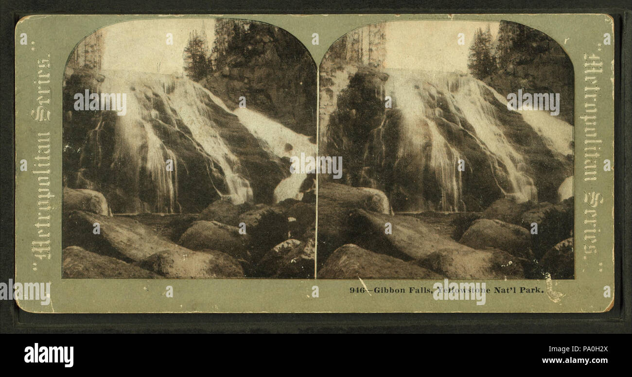711 Gibbon Falls, Yellowstone Nat'l Park, da Robert N. Dennis raccolta di vista stereoscopica Foto Stock