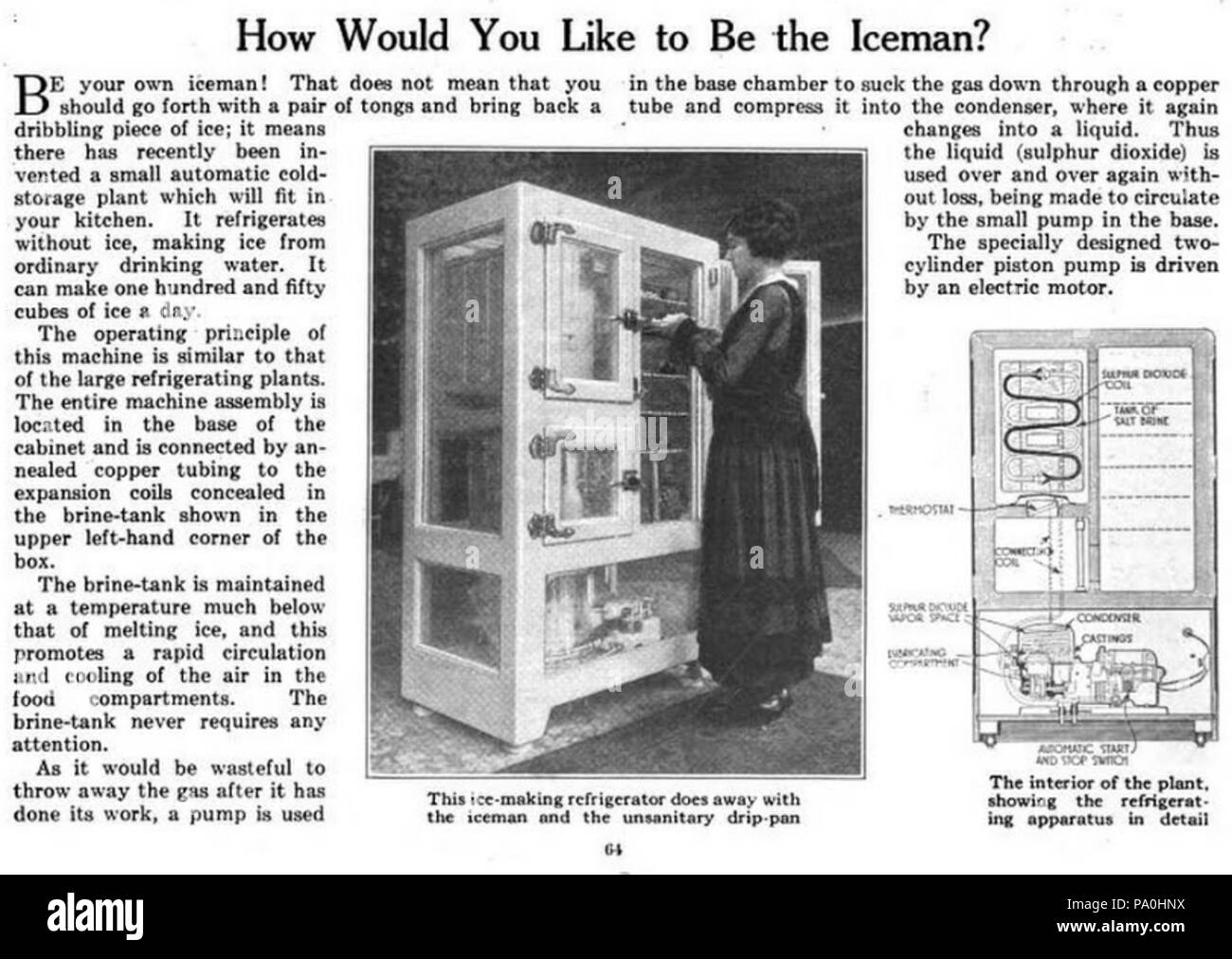 598 Inizio frigorifero domestico in Popular Science 1919 Foto Stock