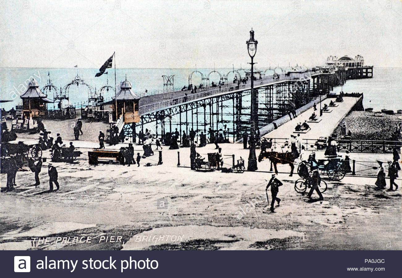Il Palace Pier Brighton, vintage cartolina dal 1910 Foto Stock