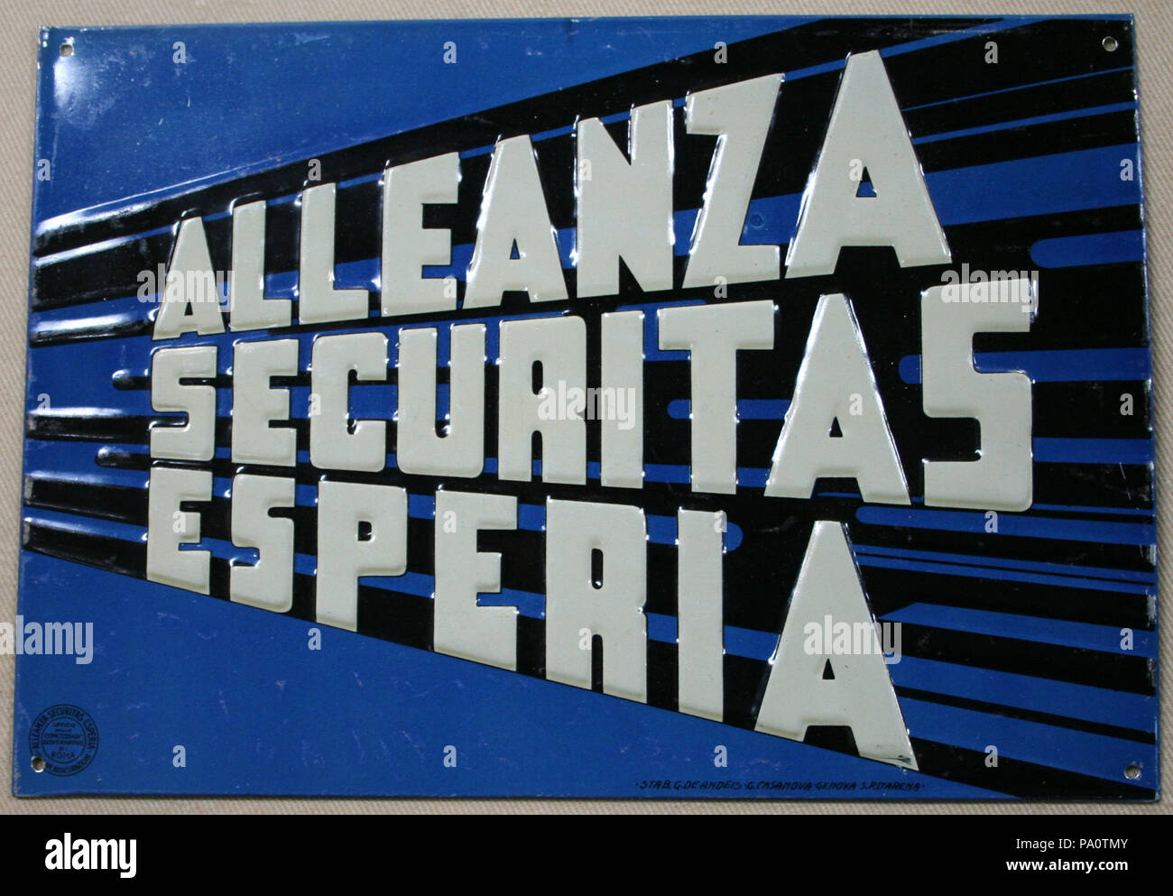 648 Fire mark per Alleanza Securitas Esperia Societa Anonima di assicurazioni in Roma, Italia Foto Stock