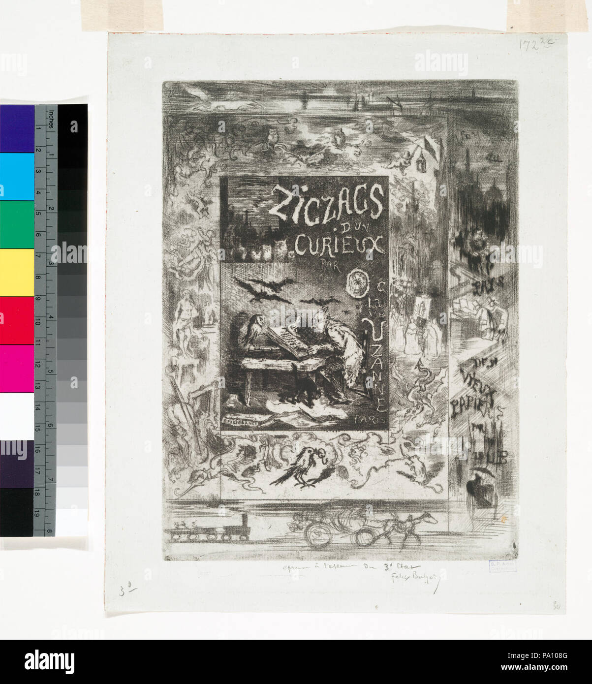 680 Frontispice pour les zig-zag d'onu curieux, d'Octave Uzanne (NYPL b12391416-498562) Foto Stock