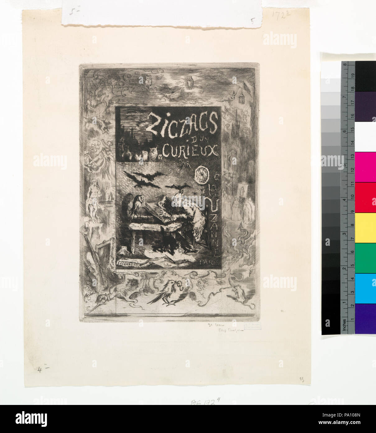 680 Frontispice pour les zig-zag d'onu curieux, d'Octave Uzanne (NYPL b12391416-498563) Foto Stock