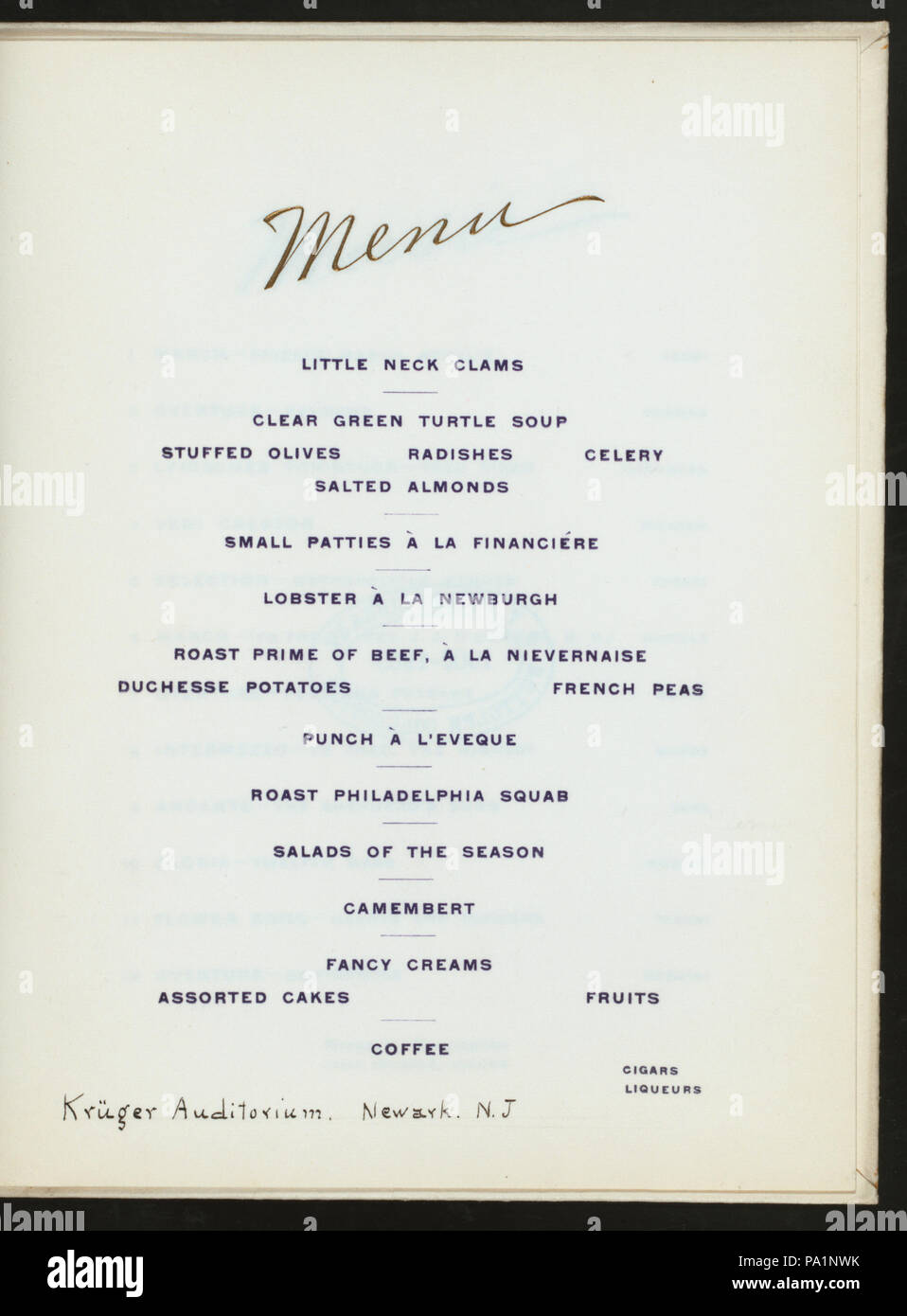 345 consacrazione del diritto REV. JOHN O'Connor, D.D. Vescovo di NEWARK NJ (detenute da) CHIESA CATTOLICA (a) "KRUGER AUDITORIUM, Newark, NJ" (CLUB PRIVATO;) (NYPL ADE-277126-4000014705) Foto Stock