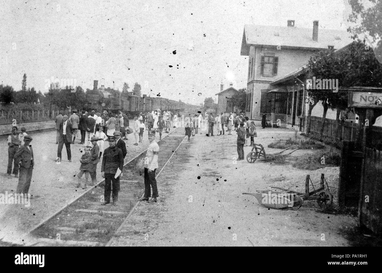 174 Balatonmáriafürdő 1909, vasútállomás. - Fortepan 3460 Foto Stock