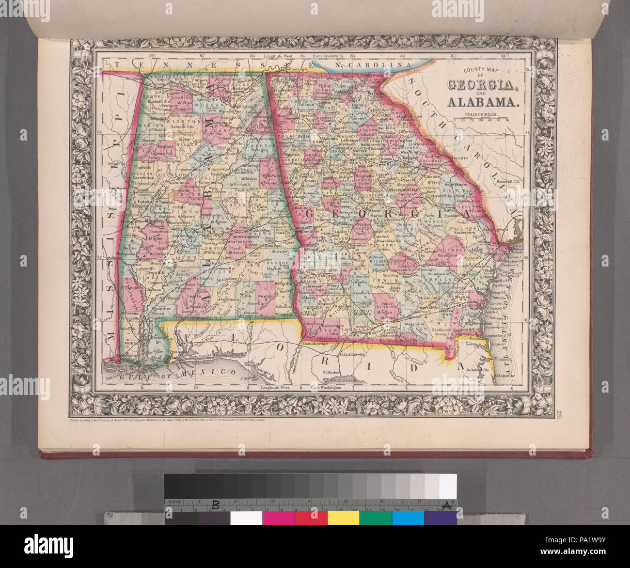 352 County map della Georgia e Alabama (NYPL b13663520-1510809) Foto Stock