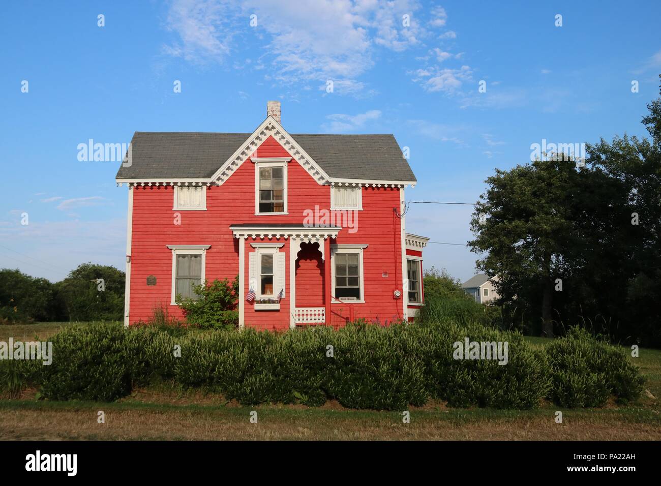 La Casa Rossa, su Block Island, Rhode Island fu costruito nel 1884. Appartenne al capitano Benjamin F Gardner, un blocco Island Ferry capitano. Foto Stock