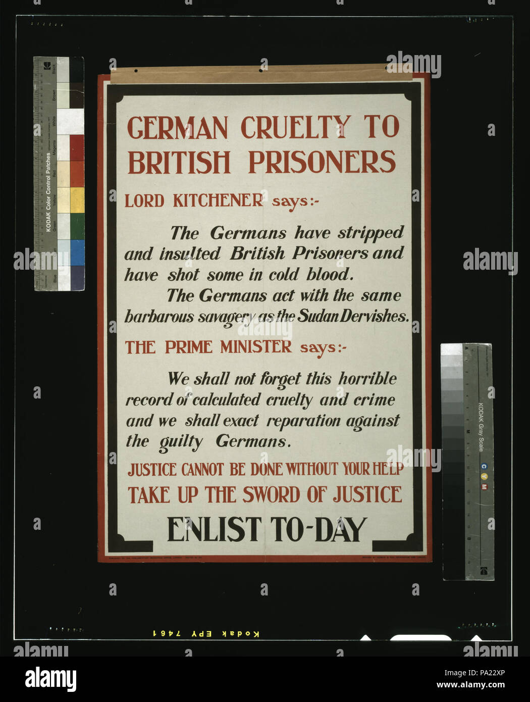 708 tedesco crudeltà nei confronti di prigionieri britannici. La giustizia non può essere fatto senza il vostro aiuto. Prendere la spada della giustizia. Arruolarsi all-day LCCN2003663077 Foto Stock