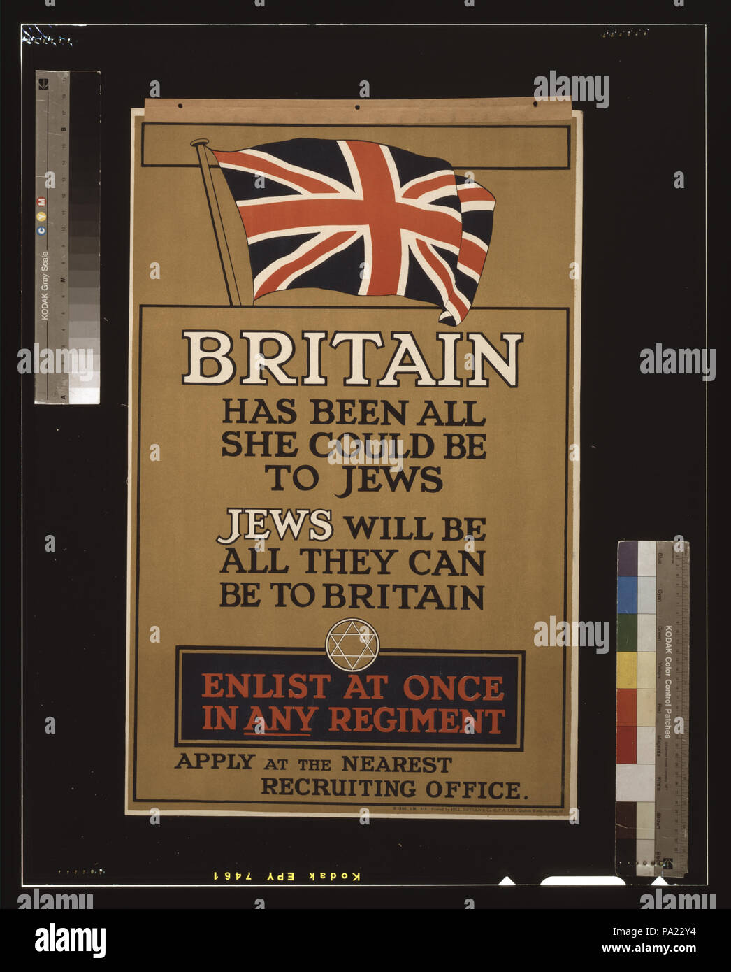 248 La Gran Bretagna è stato tutto ciò che lei potrebbe essere per gli ebrei. Gli ebrei saranno tutti possono essere in Gran Bretagna. Arruolarsi in una sola volta in qualsiasi reggimento. Applicare al più vicino ufficio di reclutamento LCCN2003668175 Foto Stock