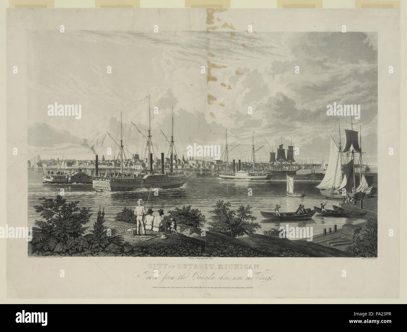 315 città di Detroit, Michigan. Preso dal Canada shore vicino il traghetto LCCN2003664809 Foto Stock