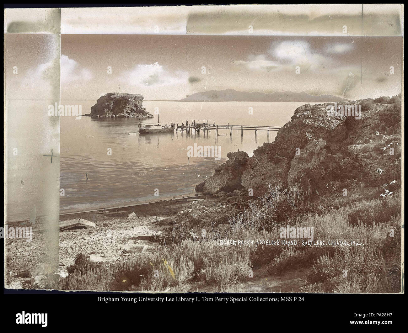 209 Black Rock &AMP; Antelope Island Salt Lake. C.R. Savage, foto. Foto Stock