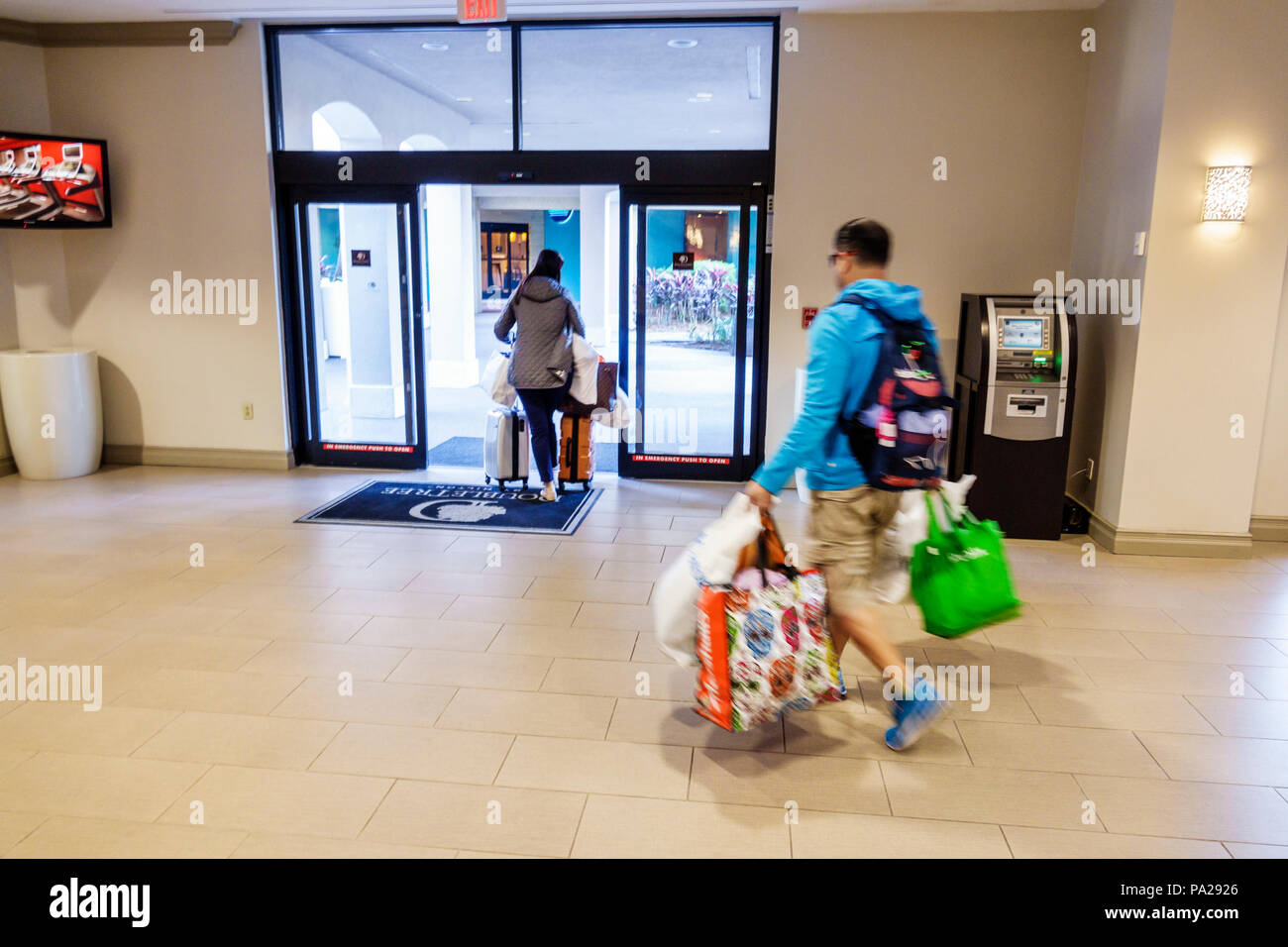Orlando Florida,Doubletree by Hilton Orlando Sea Waterworld,hotel hotel hotel alloggio motel, terreni della proprieta', lobby, ospite, check out, partenza, ca Foto Stock