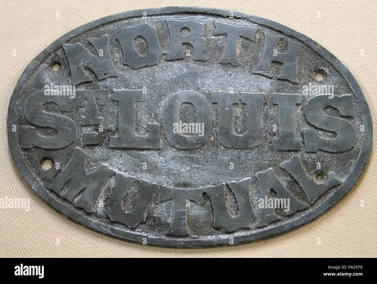 648 Fire mark per il nord di Saint Louis fuoco reciproca compagnia di assicurazioni di San Louis, Missouri Foto Stock