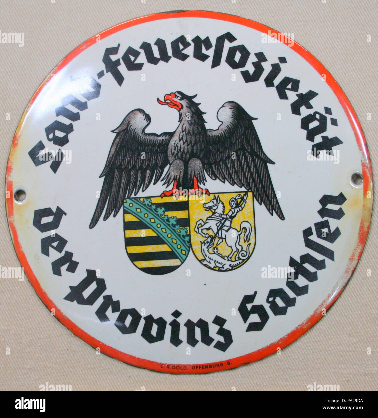 648 Fire Mark per terra Feuersozietat der Provinz Sachsen a Magdeburgo, Germania Foto Stock