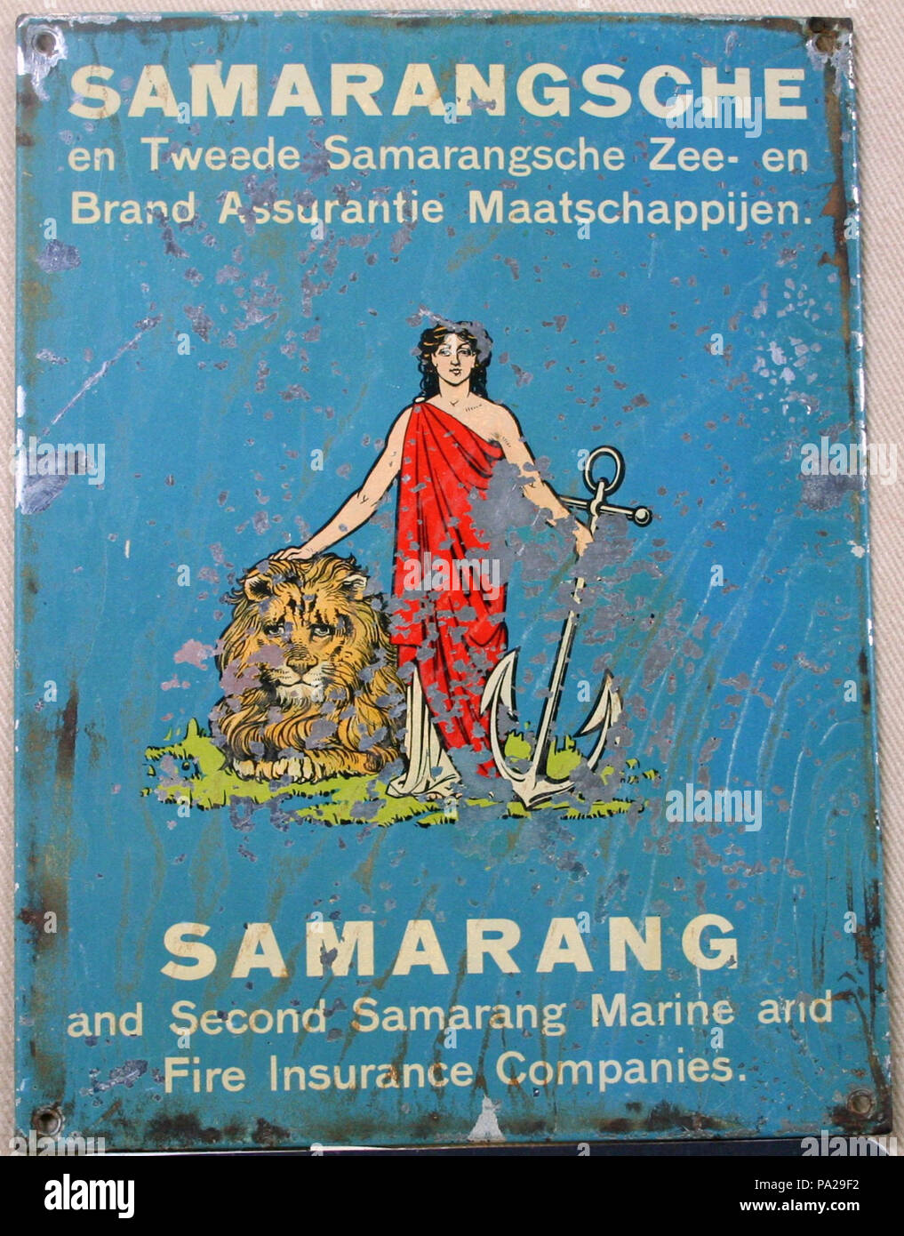 648 Fire Mark per Samarangsche Zee en Brandassurantie Maatschappij en Tweede Samarangsche Zee en Brandassurantie Maatschappij in Samarang, Indie orientali olandesi Foto Stock