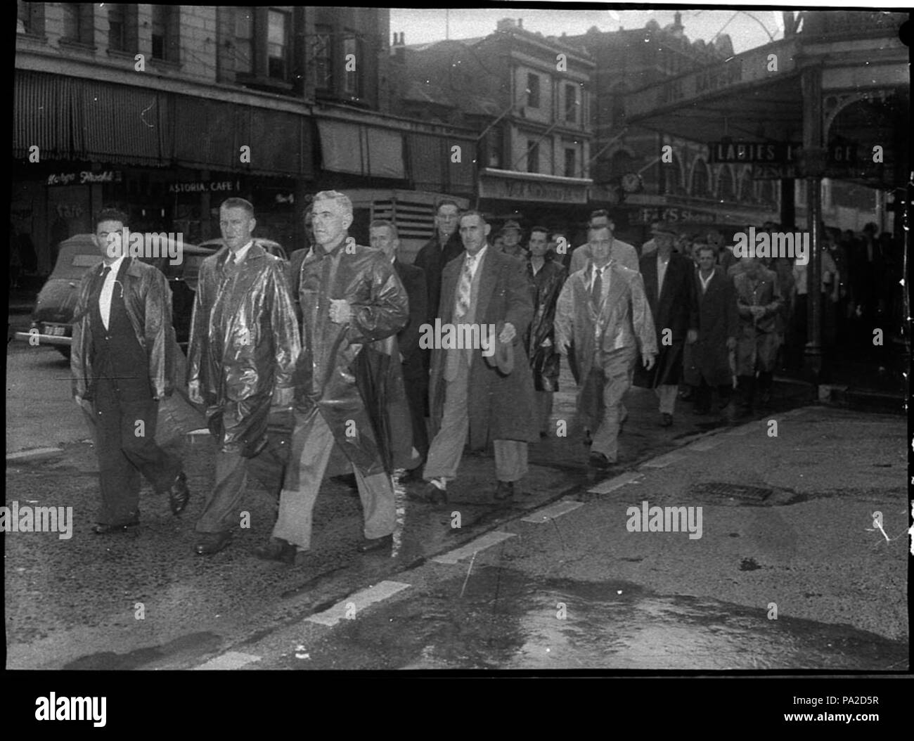 259 SLNSW raccordi 34254 marzo sul carbone del rifiuto della scheda per lavorare come una manifestazione di protesta contro la chiusura in corso del Stockington ie Stockton n. 1 e Bellbird Colliery Foto Stock