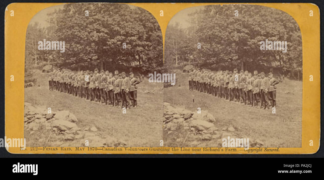 643 Fenian Raid, Maggio 1870--volontari canadese custodendo la linea vicino a Richard's Farm Foto Stock
