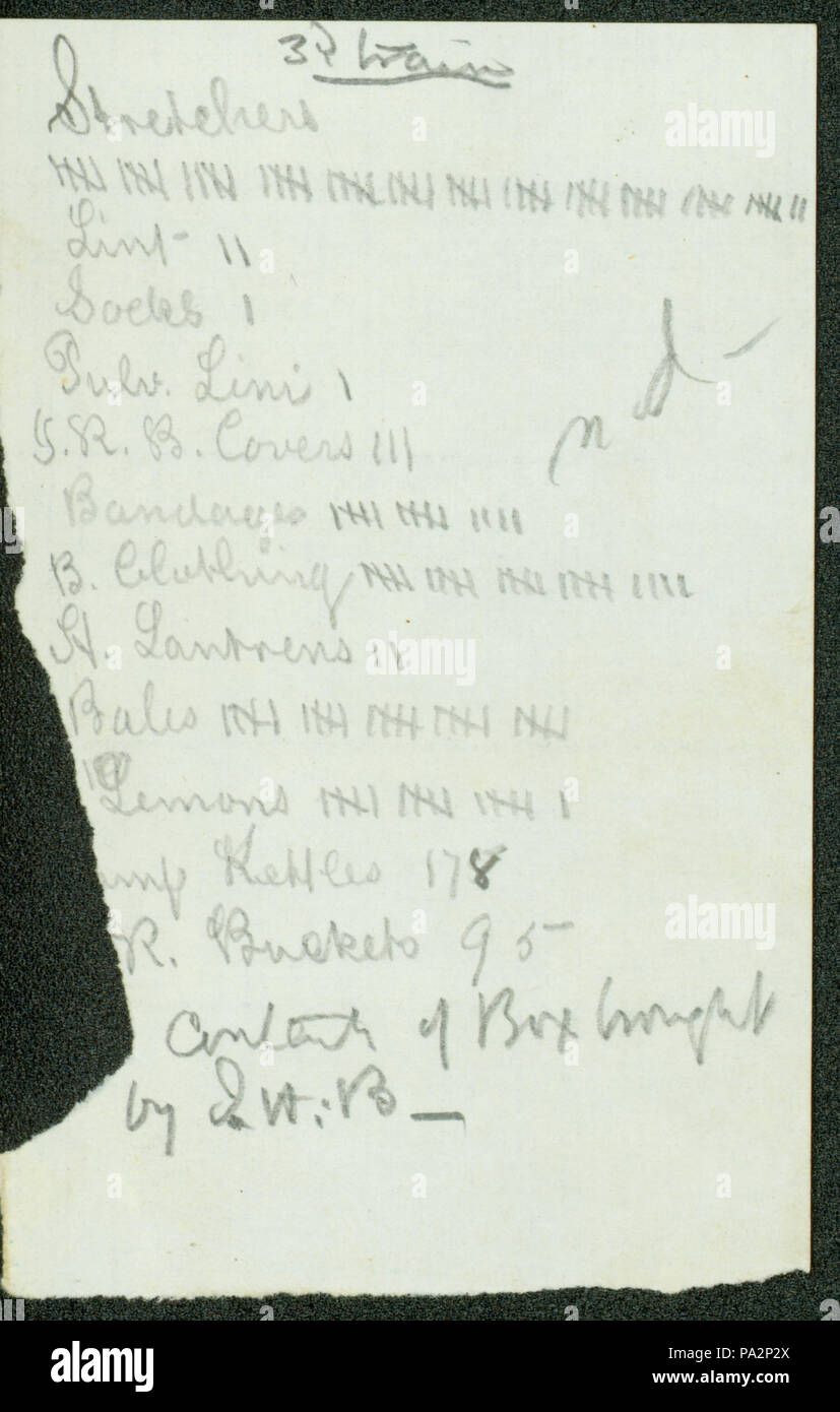 667 frammento di elenco dei materiali di consumo, 1861-1865 Foto Stock