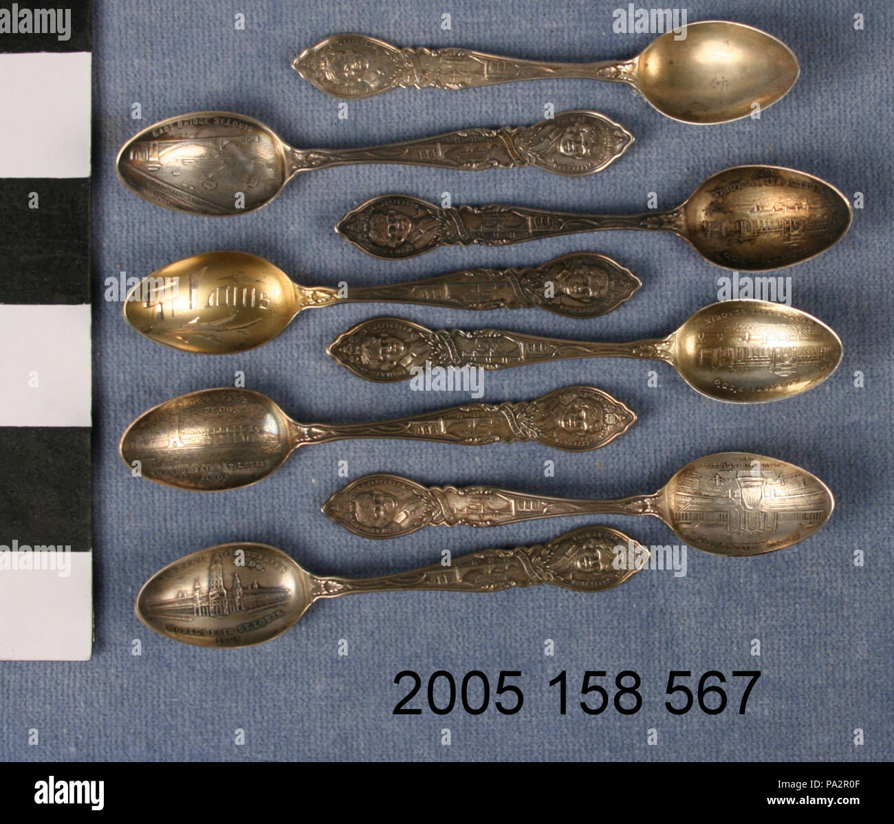 610 otto argento fiera del mondo demitasse di Souvenir cucchiai Foto Stock