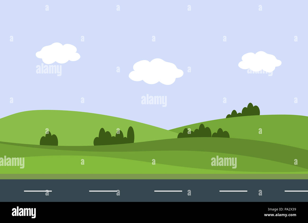 Illustrazione Vettoriale Sky,Mountain e strada Foto Stock