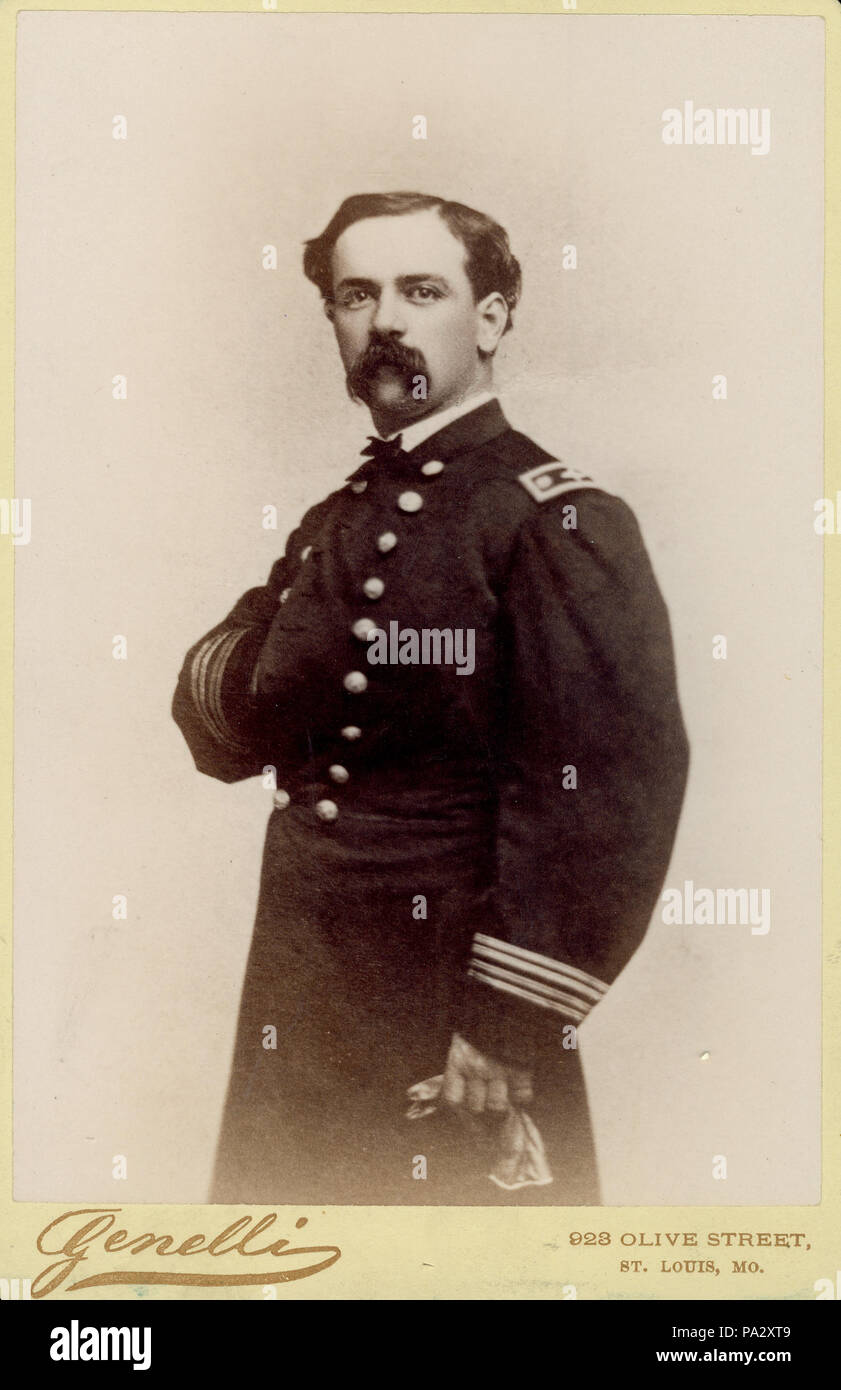 . Inglese: quasi a piena lunghezza Ritratto di Baptista Edne Chassaing in uniforme, e in piedi rivolto a sinistra con la sua mano sinistra dentro la sua giacca. "Genelli' e '923 OLIVE STREET, ST. LOUIS, MO." (stampato immagine sotto). Chassaing morì il 2 agosto 1874. Titolo: Baptista Edne Chassaing, Chief Engineer, U.S. Navy. Tra il 1861 e il 1865 184 Baptista Edne Chassaing, Chief Engineer, U.S. Navy Foto Stock