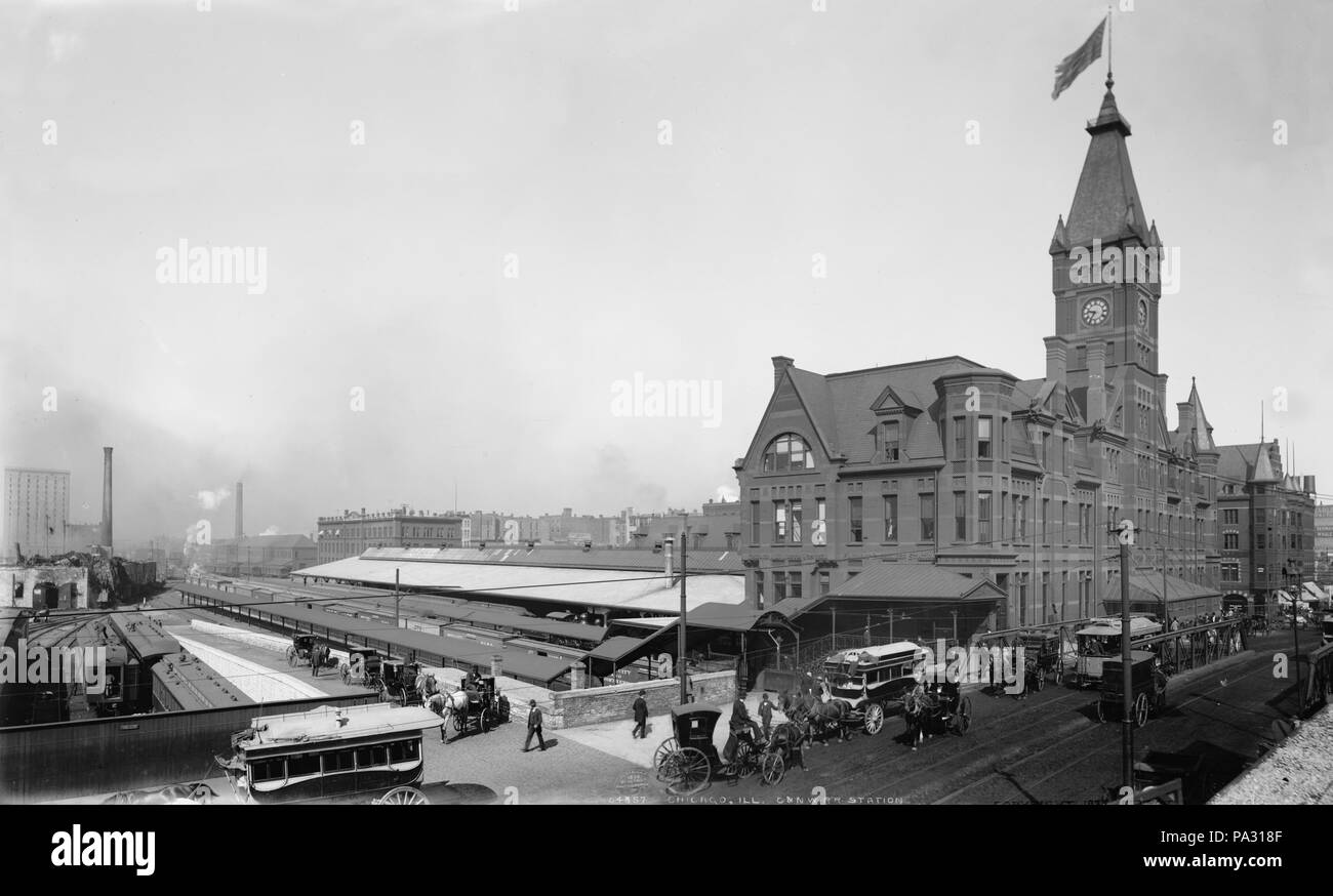 387 La pubblicazione di Detroit - Chicago, Ill., C. &AMP; N.W. R.R. station-2 Foto Stock