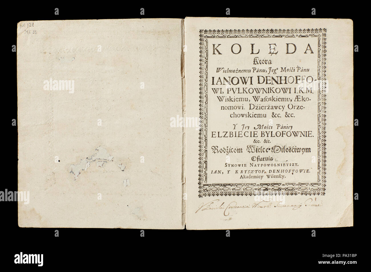 Me 33 202 Polonika. Polsk julsång. Titelblad - Skoklosters slott - 87700 Foto Stock
