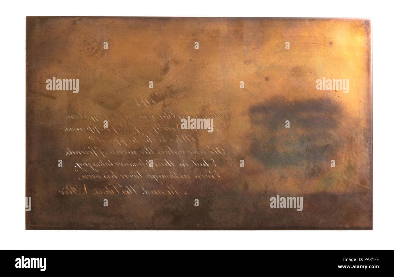 621 Metallo inciso la lastra di stampa e la busta di auguri dal Sig. e Sig.ra Chas N. Rix Foto Stock