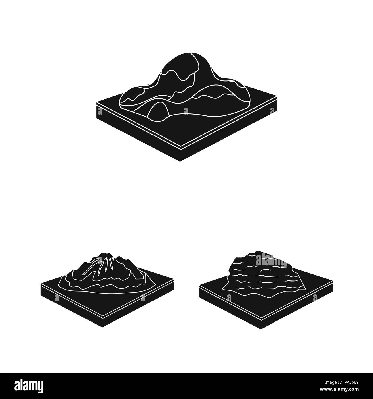 Montagne, massiccia icone nere in set di raccolta per il design. La superficie della terra vettore simbolo isometrica stock illustrazione. Illustrazione Vettoriale Montagne, massiccia icone nere in set di raccolta per il design. La superficie della terra vettore simbolo isometrica stock illustrazione. Illustrazione Vettoriale