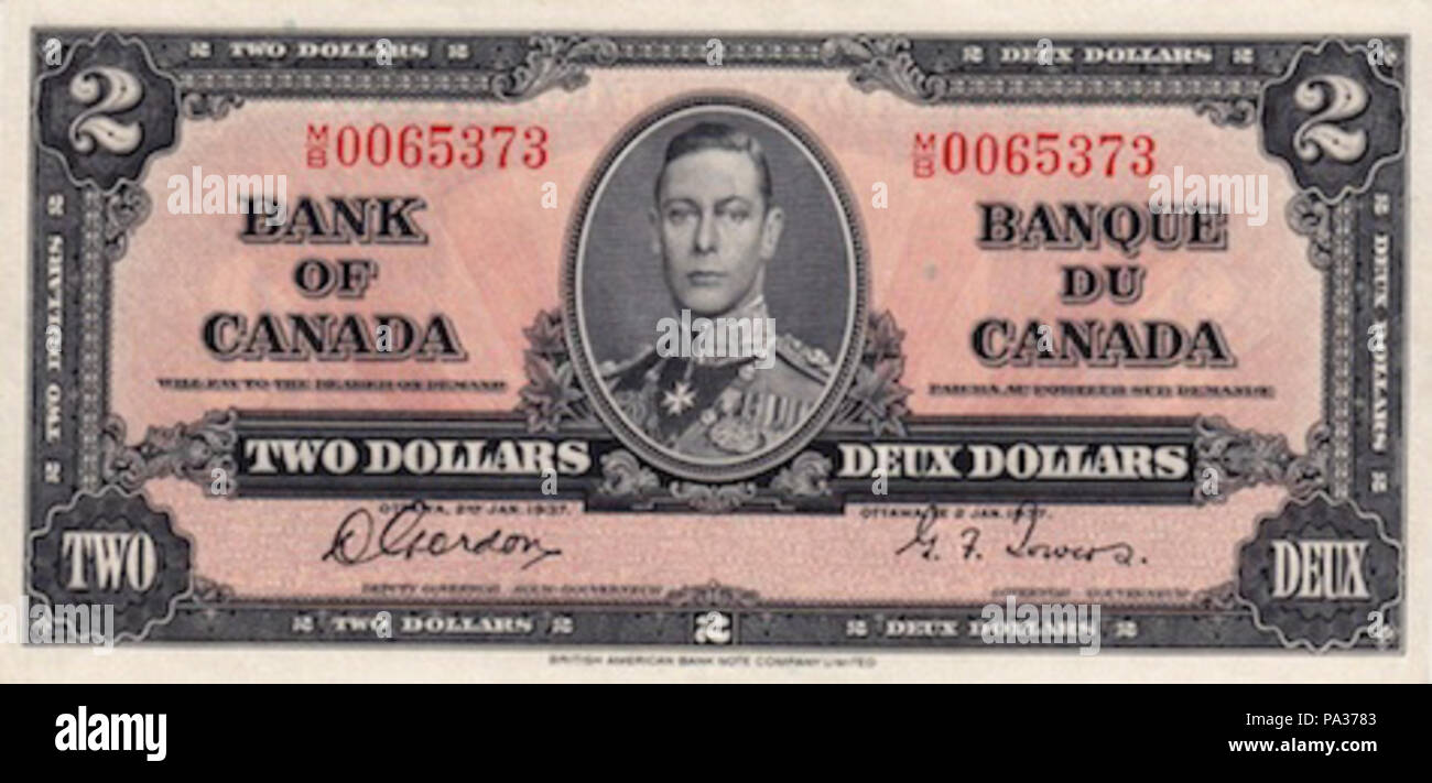 6 1937-2-bank-di-CANADA-face Foto Stock