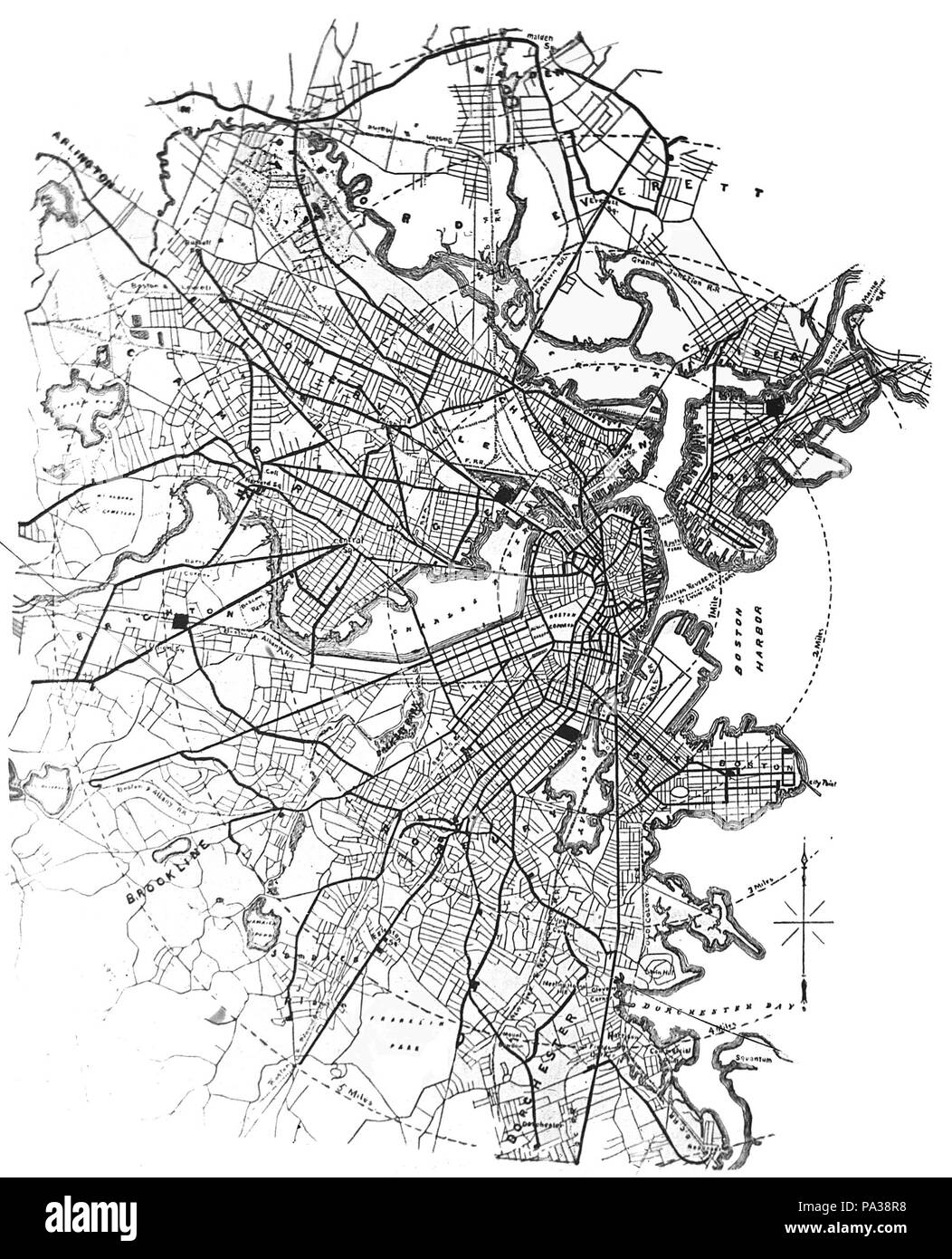 22 1892 West End Street MAPPA FERROVIARIA Foto Stock