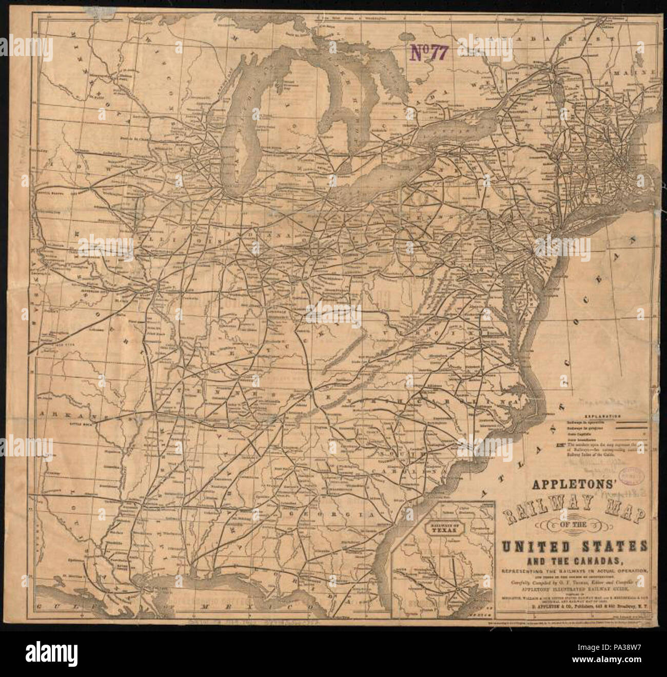145 Appletons' Mappa ferroviaria degli Stati Uniti e la Canadas - che rappresentano le ferrovie nel funzionamento effettivo e quelle in corso di costruzione (10143097085) Foto Stock
