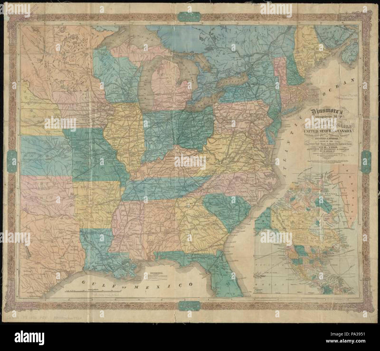 579 Dinsmore la mappa completa delle ferrovie e canali negli Stati Uniti e in Canada (10210789233) Foto Stock