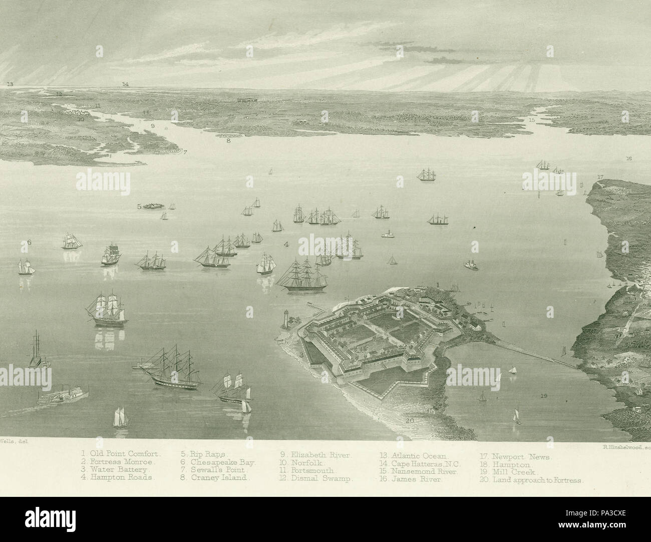 2 "Fortezza Monroe , VA e nelle sue vicinanze". Foto Stock