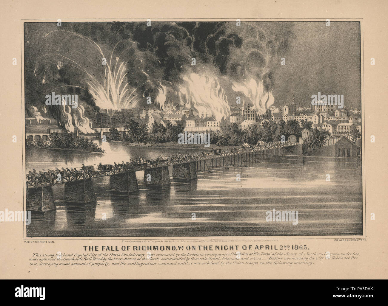 6 "La caduta di Richmond, Virginia nella notte del 2 aprile 1865". Foto Stock