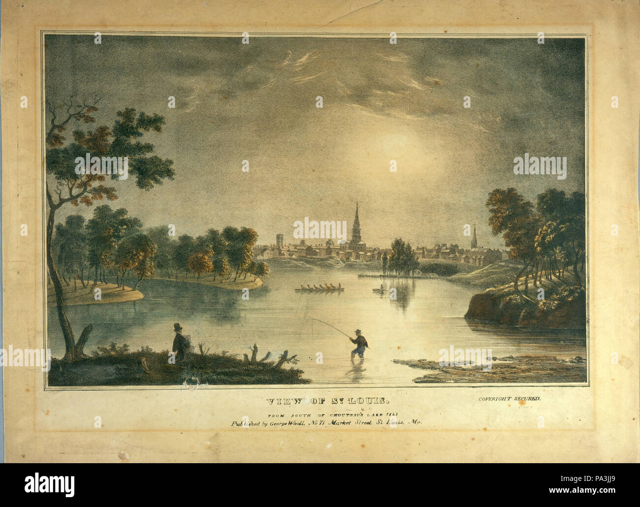7 "Veduta di San Luigi da sud di Chouteau's Lake" pubblicato da George Wooll n. 71. Market Street St Louis, MO Foto Stock
