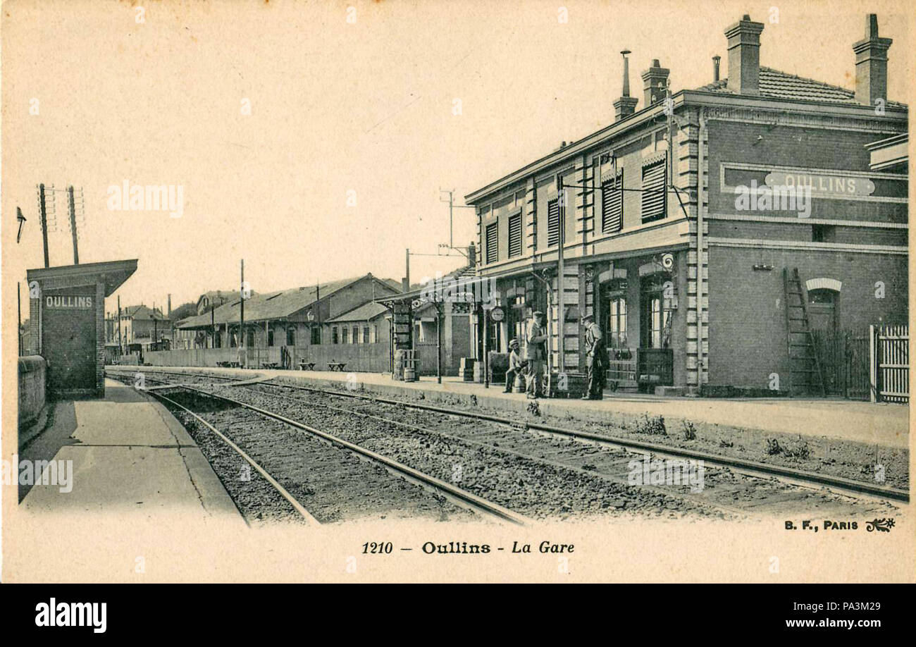 . Français : Carte postale ancienne éditée par BF à Paris, n°1210 : OULLINS - la Gare . Avant la Première Guerre mondiale 200 BF 1210 - OULLINS - La Gare Foto Stock