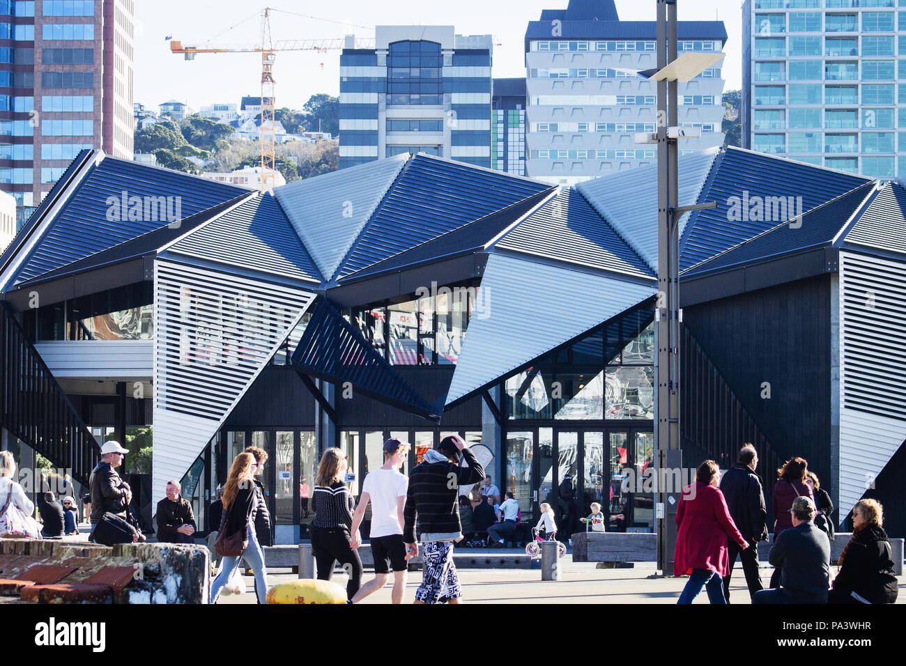 Wellington, Nuova Zelanda - 4 Giugno 2016: Funzione Wharewaka Centre situato sull' Wellingtons waterfront è costruito allo scopo, una funzione di hosting centro conf Foto Stock