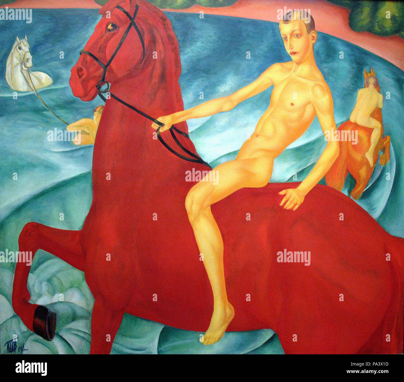 Petrov-Vodkin Kuzma - la balneazione il cavallo rosso Foto Stock