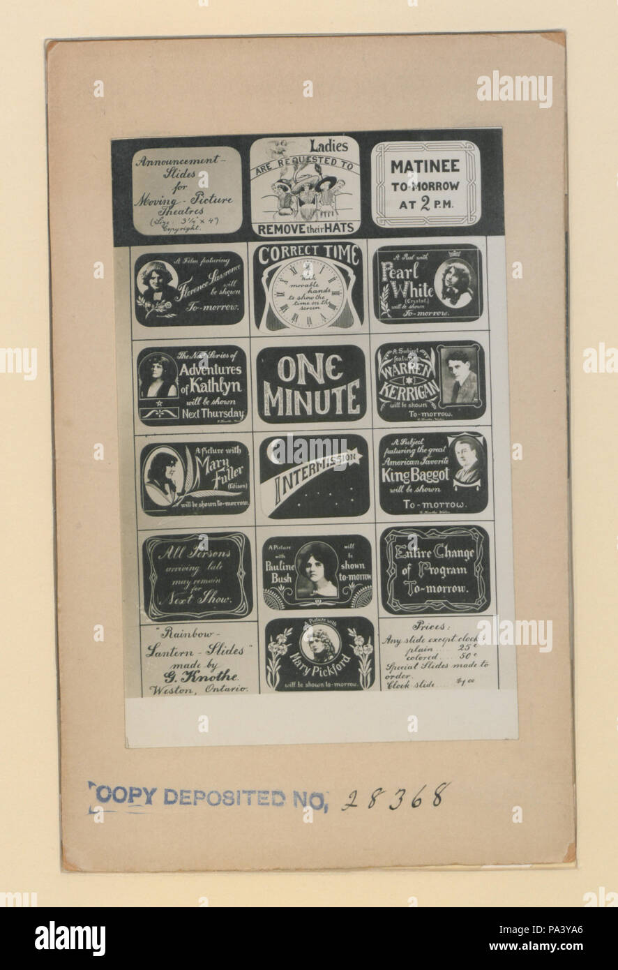 Annuncio 133 diapositive per moving picture teatri (HS85-10-28368) originale Foto Stock