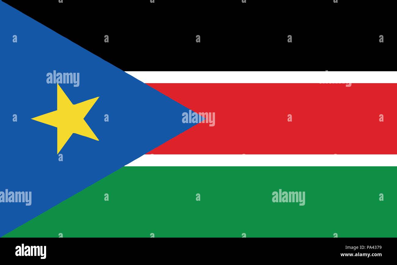 Illustrazione dettagliata bandiera nazionale nel sud Sudan Illustrazione Vettoriale