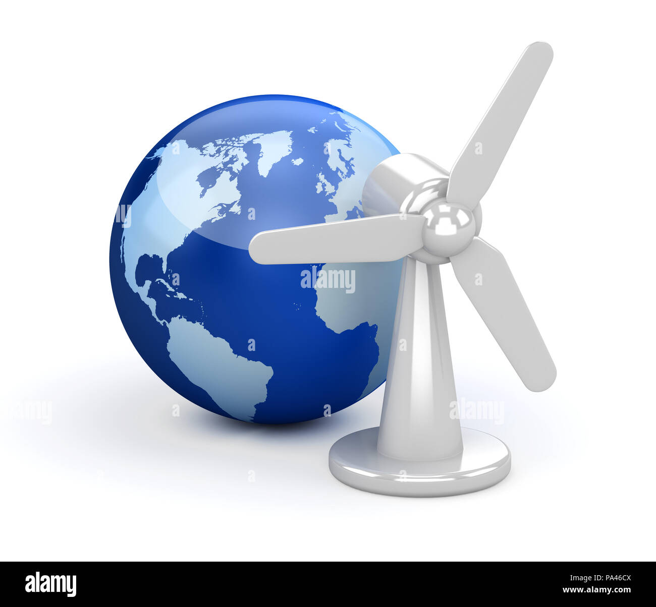 Globe e la turbina eolica Foto Stock