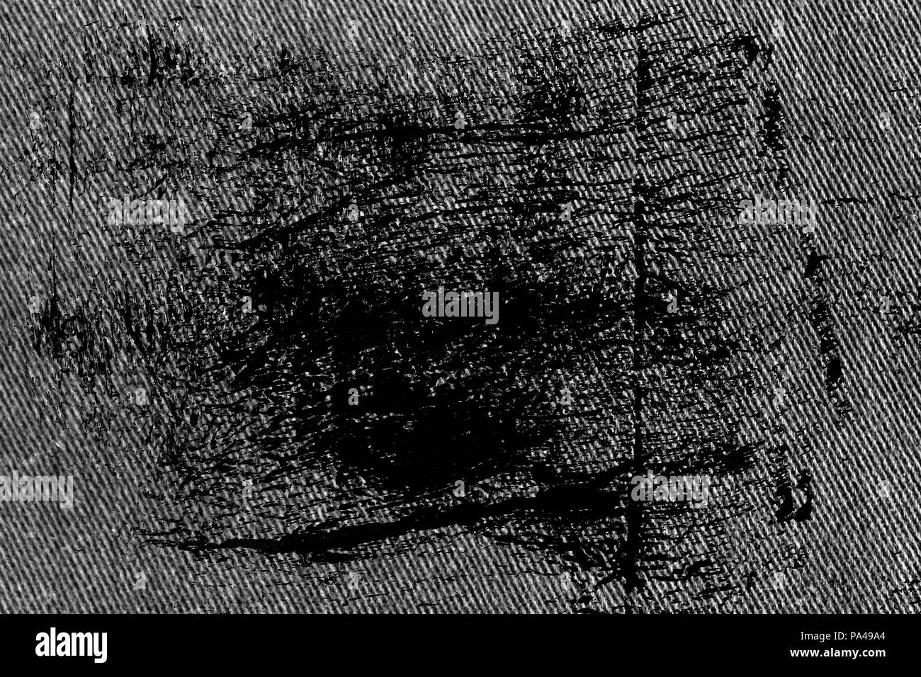 Sporco grunge closeup dettagliata dello sbozzato grungy denim. Vintage grigio scuro jeans, buona per lo sfondo Foto Stock