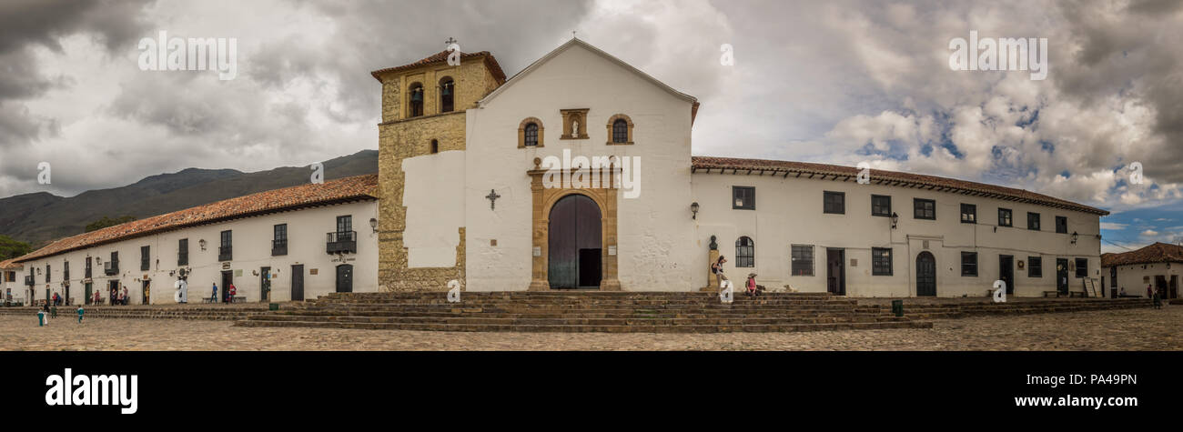 Villa de Leyva, Colombia - Maggio 02, 2016: bella e antica architettura della città Foto Stock