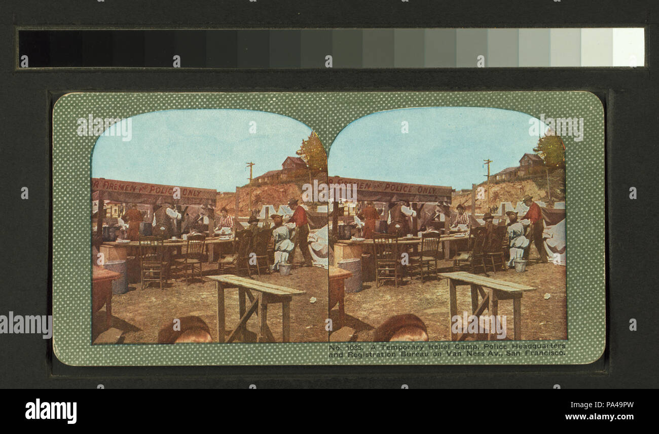 90 un sollievo temporaneo Camp, sede della polizia e ufficio di registrazione, Van Ness Avenue, San Francisco (NYPL B11707375-G90F001 0,35 F) Foto Stock
