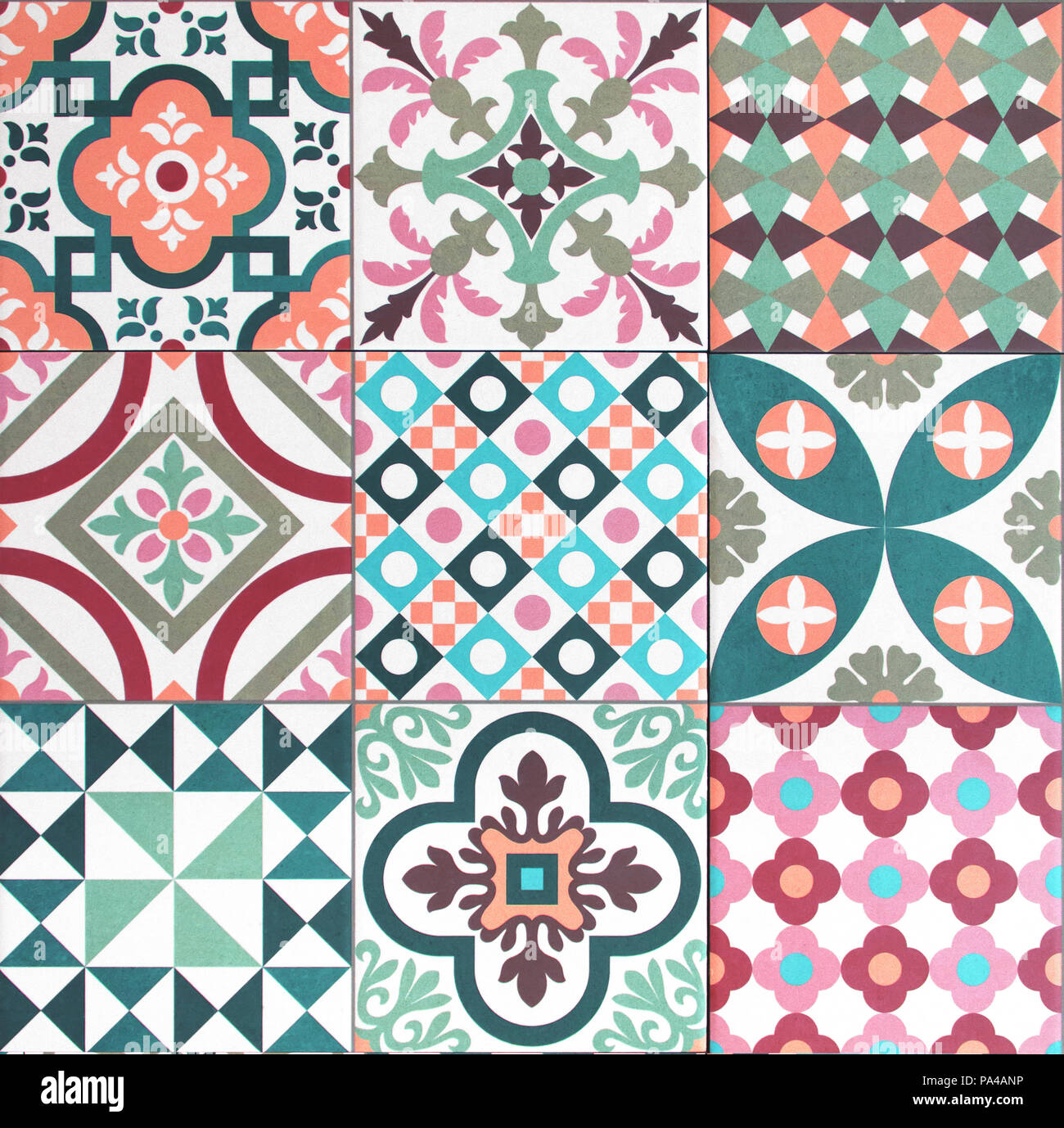 Colorate e piastrelle decorative pattern design patchwork Foto Stock